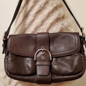 Coach chocolate brown leather hobo